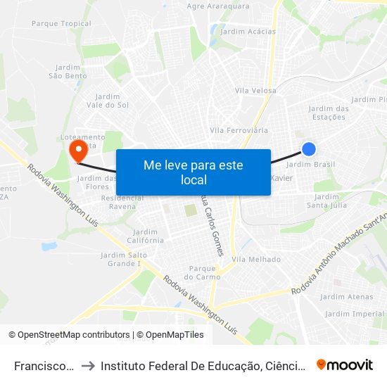 Francisco Vaz Filho to Instituto Federal De Educação, Ciência E Tecnologia De São Paulo map