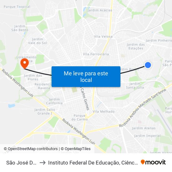 São José Do Rio Preto to Instituto Federal De Educação, Ciência E Tecnologia De São Paulo map