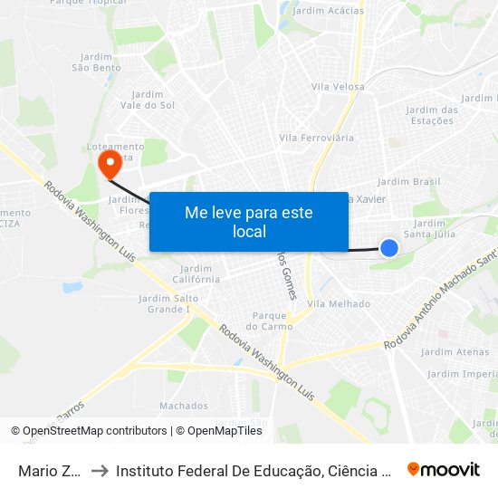 Mario Zampieri to Instituto Federal De Educação, Ciência E Tecnologia De São Paulo map