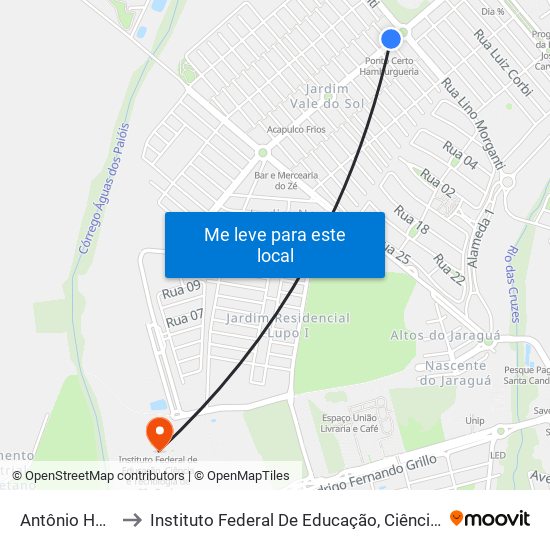 Antônio Honório Real to Instituto Federal De Educação, Ciência E Tecnologia De São Paulo map