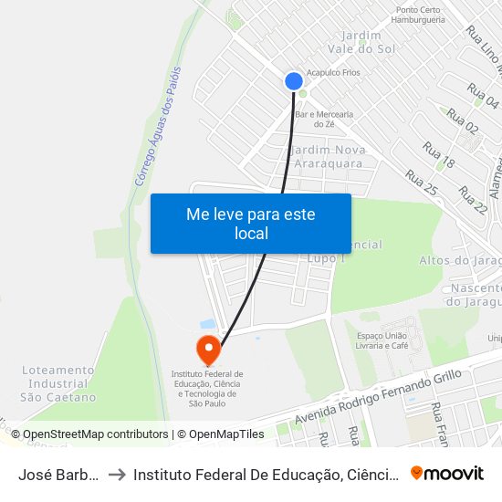 José Barbanti Netto to Instituto Federal De Educação, Ciência E Tecnologia De São Paulo map