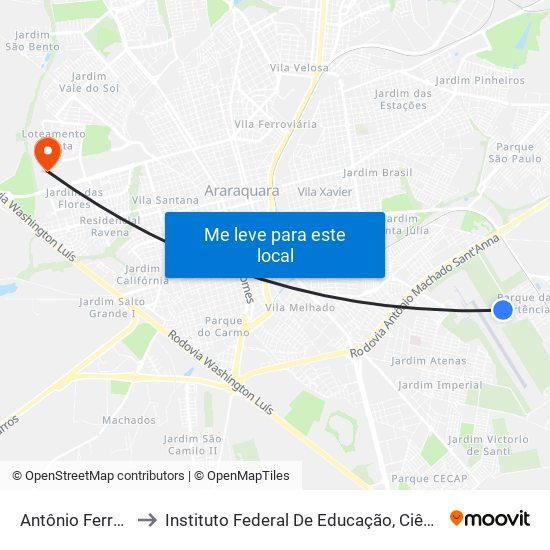 Antônio Ferreira Luiz Filho to Instituto Federal De Educação, Ciência E Tecnologia De São Paulo map