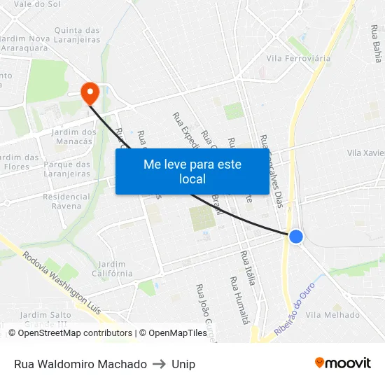 Rua Waldomiro Machado to Unip map