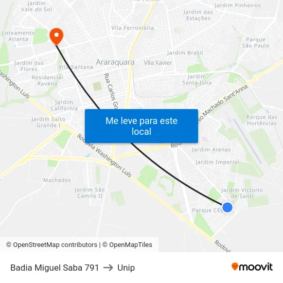 Badia Miguel Saba 791 to Unip map