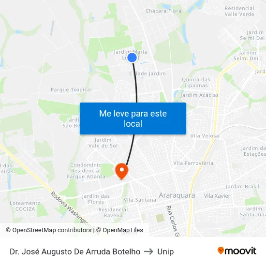Dr. José Augusto De Arruda Botelho to Unip map