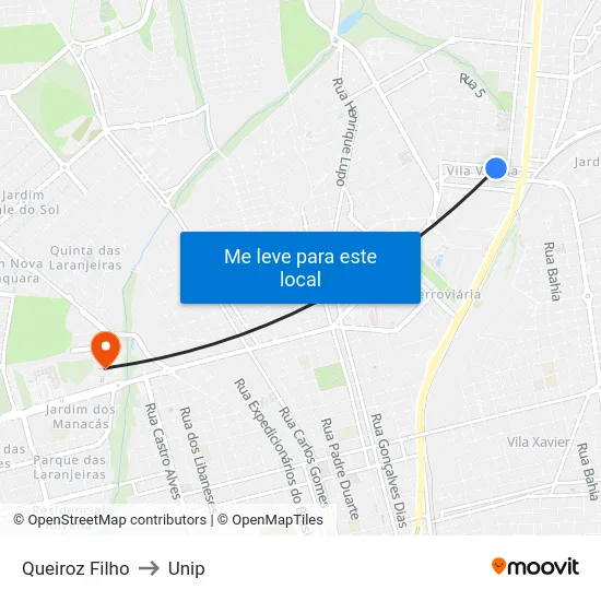 Queiroz Filho to Unip map