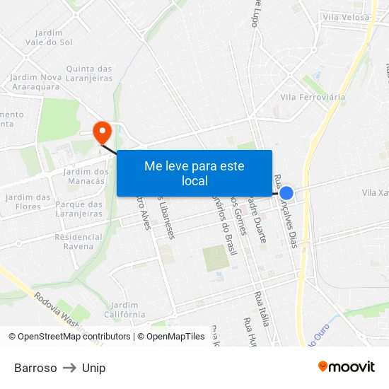 Barroso to Unip map