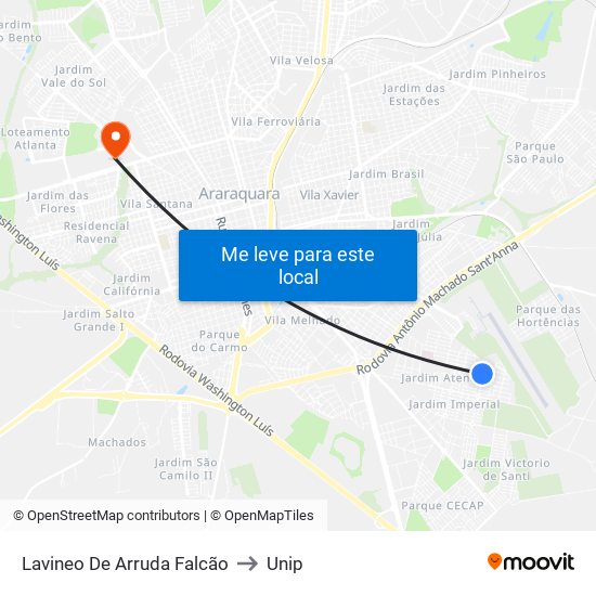 Lavineo De Arruda Falcão to Unip map