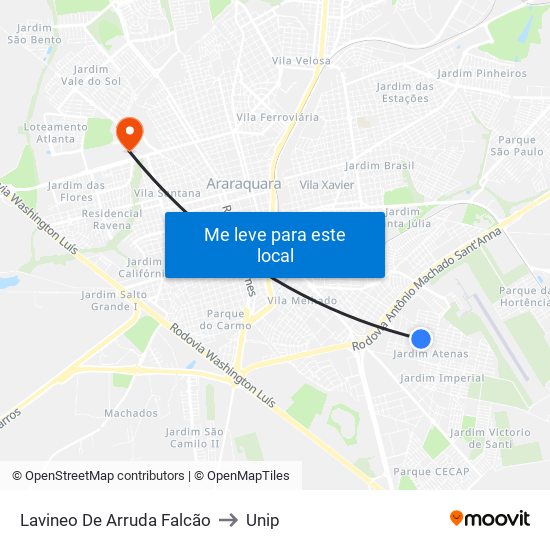 Lavineo De Arruda Falcão to Unip map