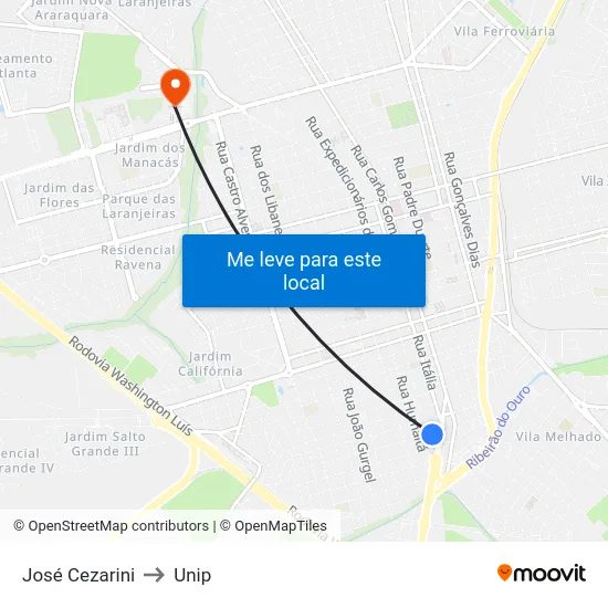 José Cezarini to Unip map