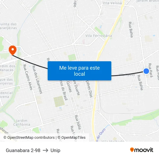 Guanabara 2-98 to Unip map