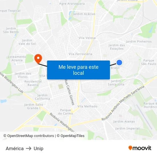 América to Unip map