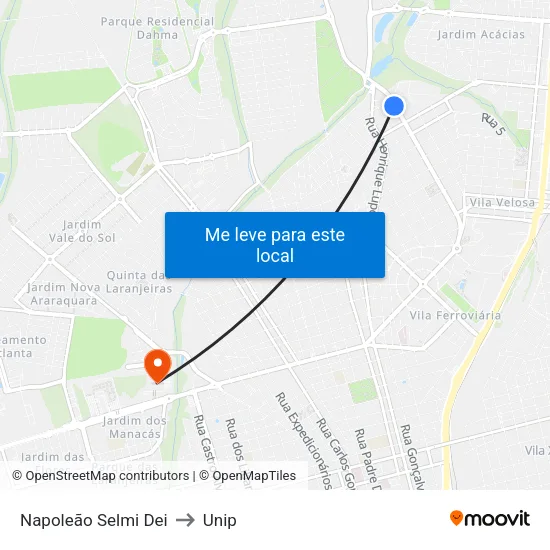 Napoleão Selmi Dei to Unip map