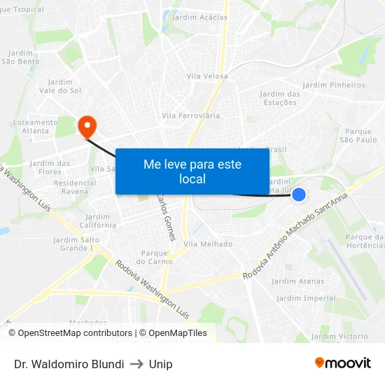Dr. Waldomiro Blundi to Unip map