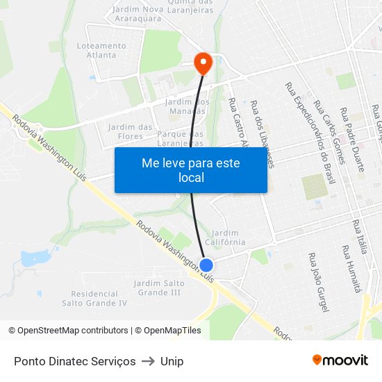 Ponto Dinatec Serviços to Unip map