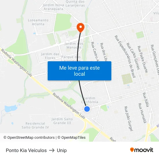 Ponto Kia Veículos to Unip map