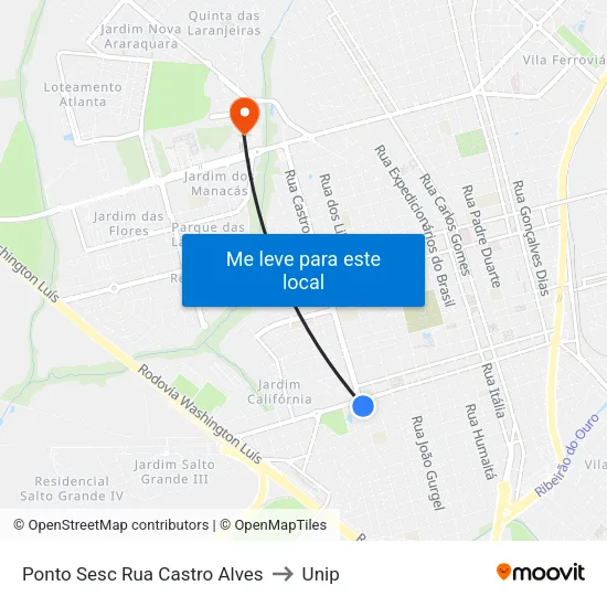 Ponto Sesc Rua Castro Alves to Unip map