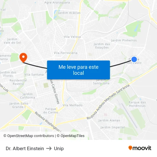 Dr. Albert Einstein to Unip map