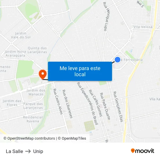 La Salle to Unip map