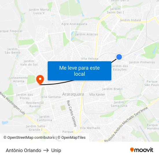 Antônio Orlando to Unip map