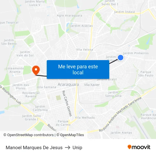 Manoel Marques De Jesus to Unip map