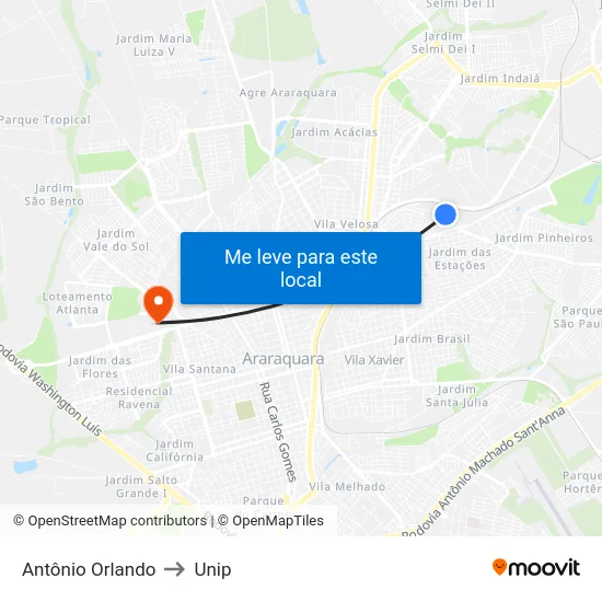 Antônio Orlando to Unip map