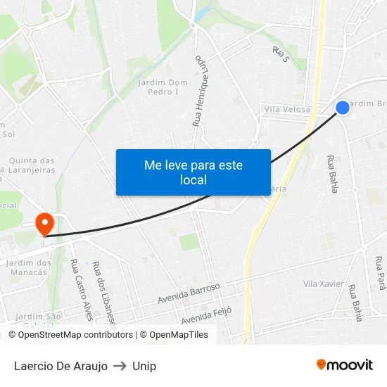 Laercio De Araujo to Unip map