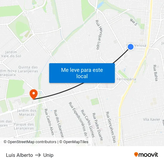 Luís Alberto to Unip map