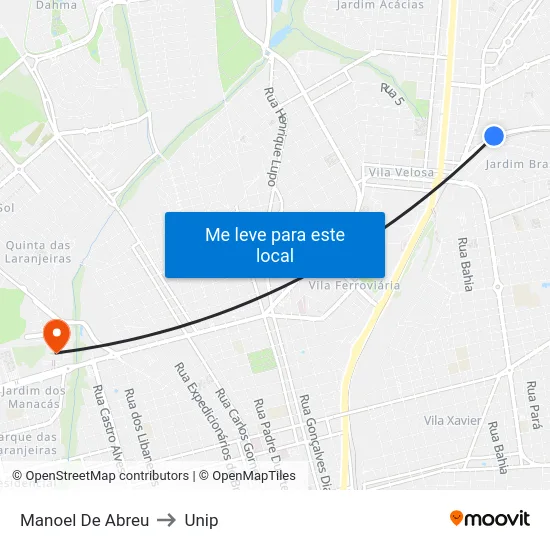 Manoel De Abreu to Unip map
