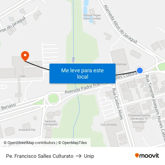 Pe. Francisco Salles Culturato to Unip map