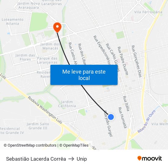 Sebastião Lacerda Corrêa to Unip map