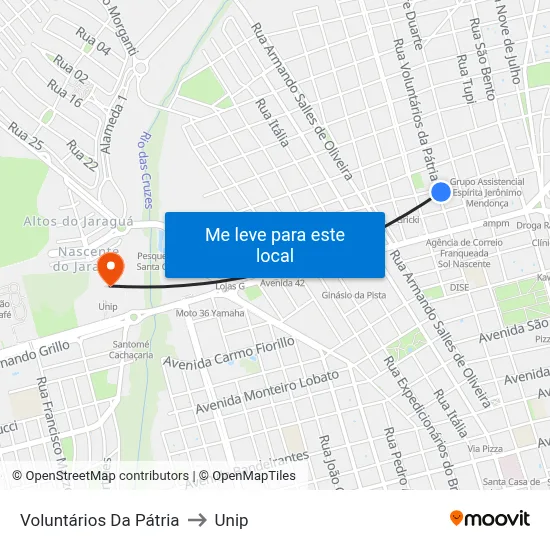 Voluntários Da Pátria to Unip map