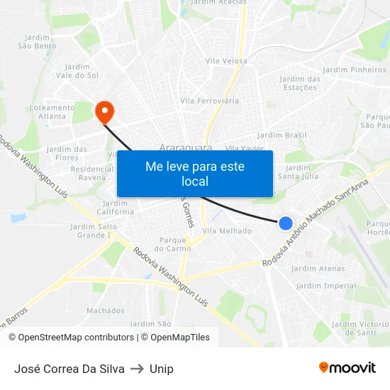 José Correa Da Silva to Unip map