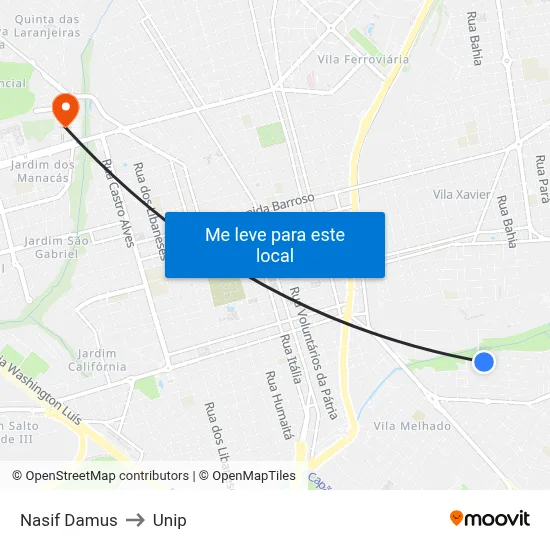 Nasif Damus to Unip map
