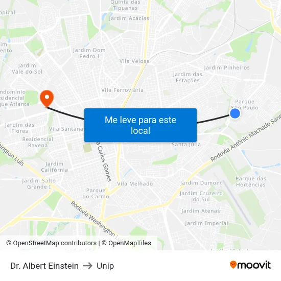 Dr. Albert Einstein to Unip map