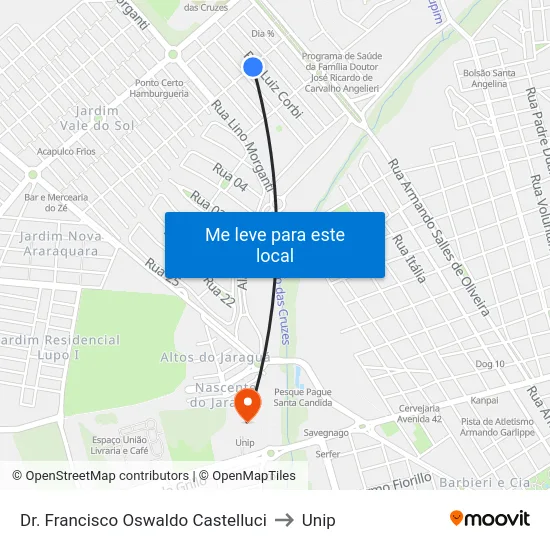 Dr. Francisco Oswaldo Castelluci to Unip map