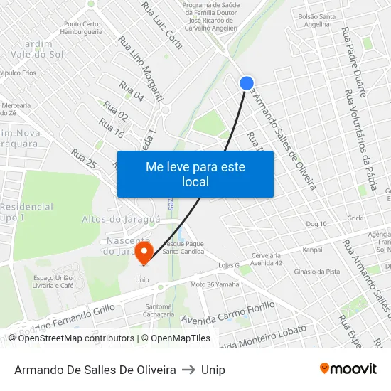 Armando De Salles De Oliveira to Unip map
