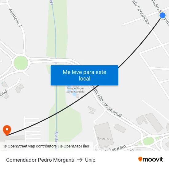 Comendador Pedro Morganti to Unip map