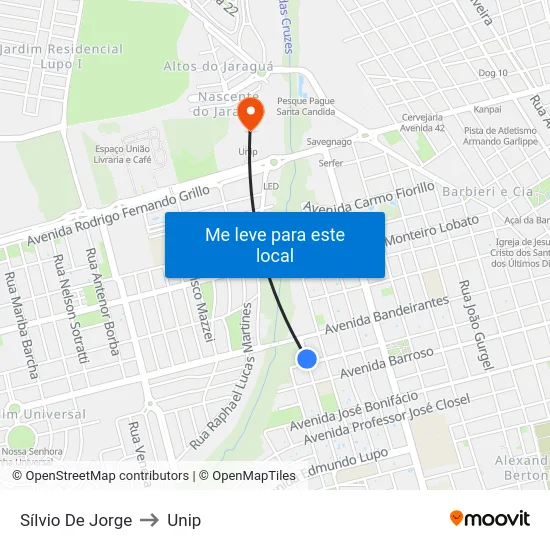 Sílvio De Jorge to Unip map