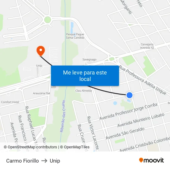 Carmo Fiorillo to Unip map