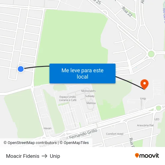 Moacir Fidenis to Unip map