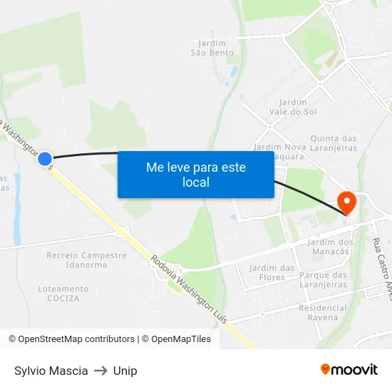 Sylvio Mascia to Unip map