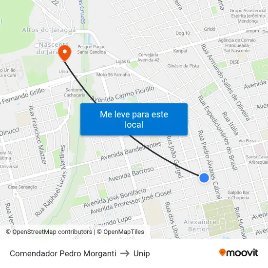 Comendador Pedro Morganti to Unip map