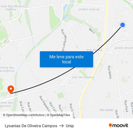 Lysanias De Oliveira Campos to Unip map