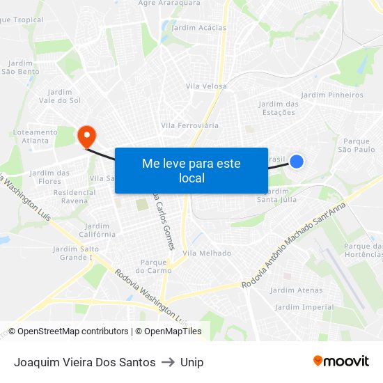 Joaquim Vieira Dos Santos to Unip map