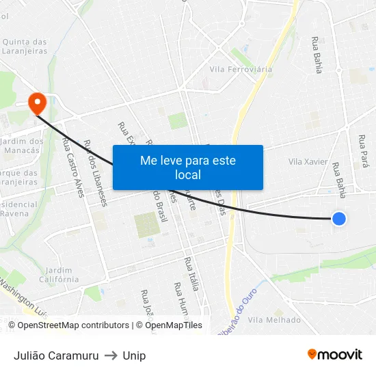 Julião Caramuru to Unip map