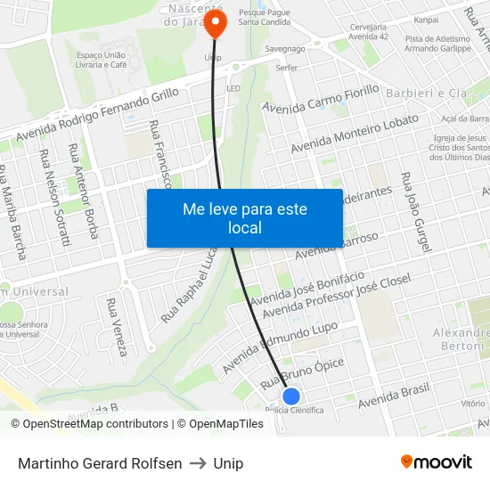 Martinho Gerard Rolfsen to Unip map