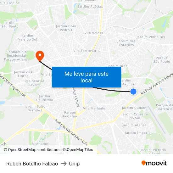 Ruben Botelho Falcao to Unip map