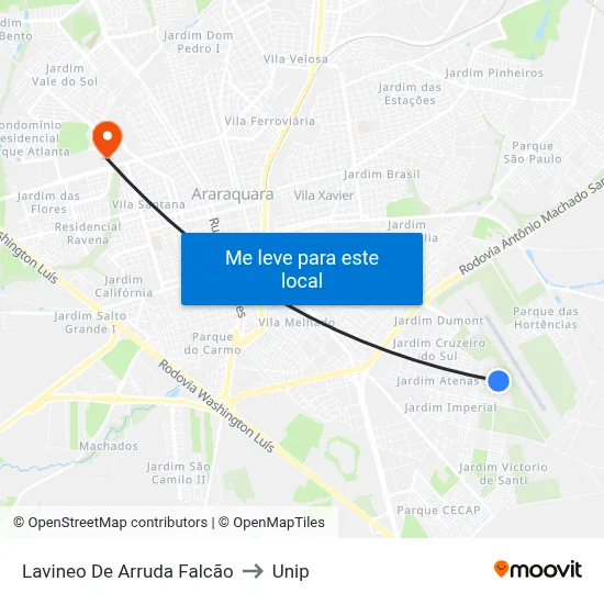 Lavineo De Arruda Falcão to Unip map