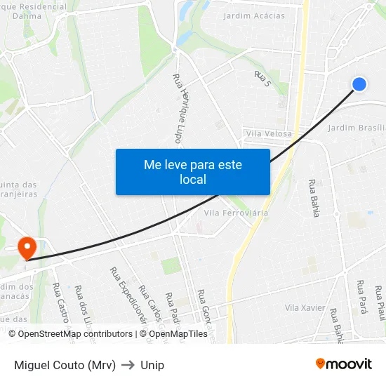 Miguel Couto (Mrv) to Unip map